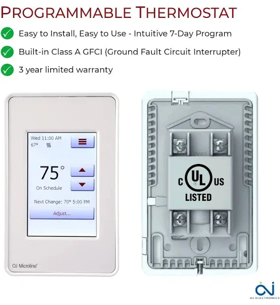 LuxHeat Radiant Floor Heating Cable with Touch Programmable Thermostat 240V / 200 ...