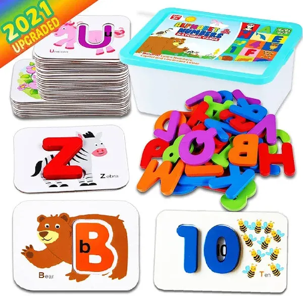 CozyBomB™ Toddler Alphabet Flash Cards - Preschool Activities Learning Montessori Toys ABC Wooden Letters Jigsaw Numbers Alphabets Puzzles Flashcards for Age 2 3 4 Years Old Educational for Kids Baby