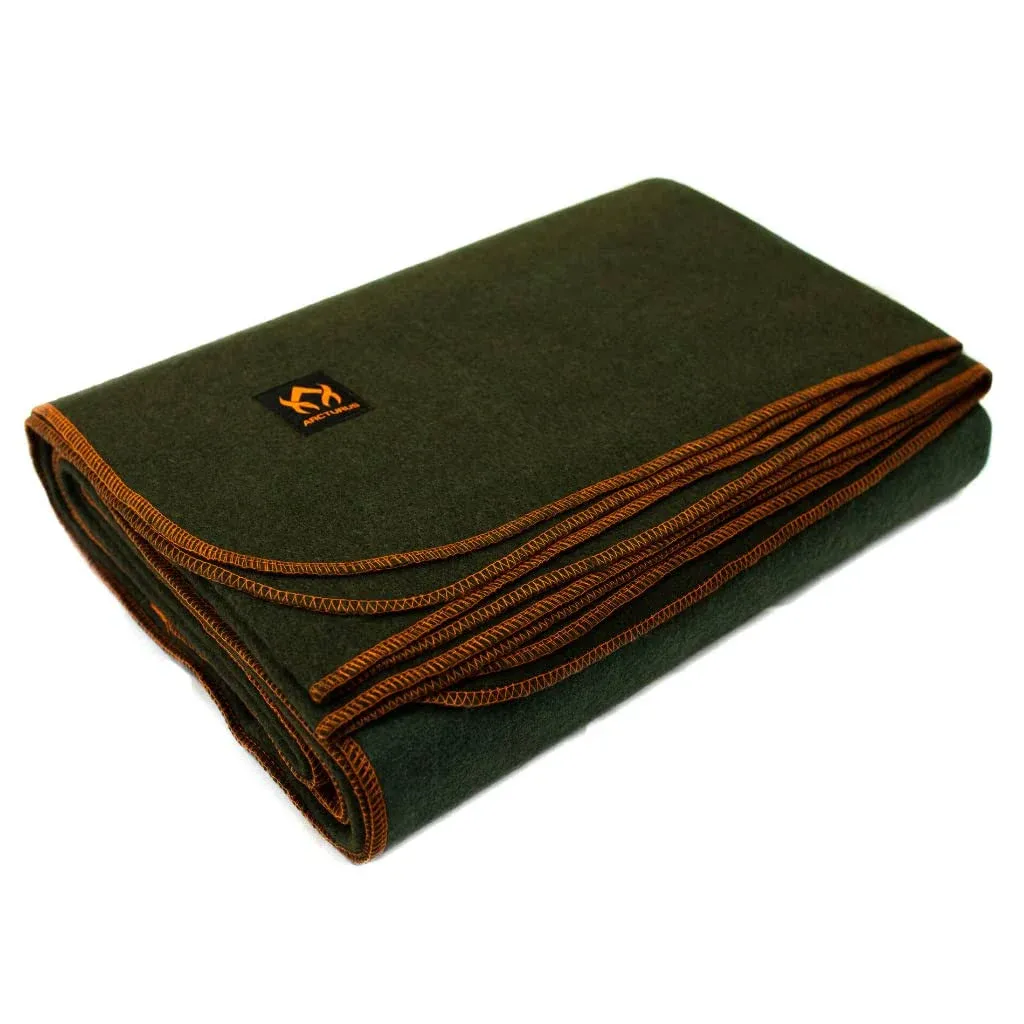 Arcturus Wool Blanket - 4.5 lbs, Warm, Washable, Approx. 63”x 93&#034; (Olive Green)