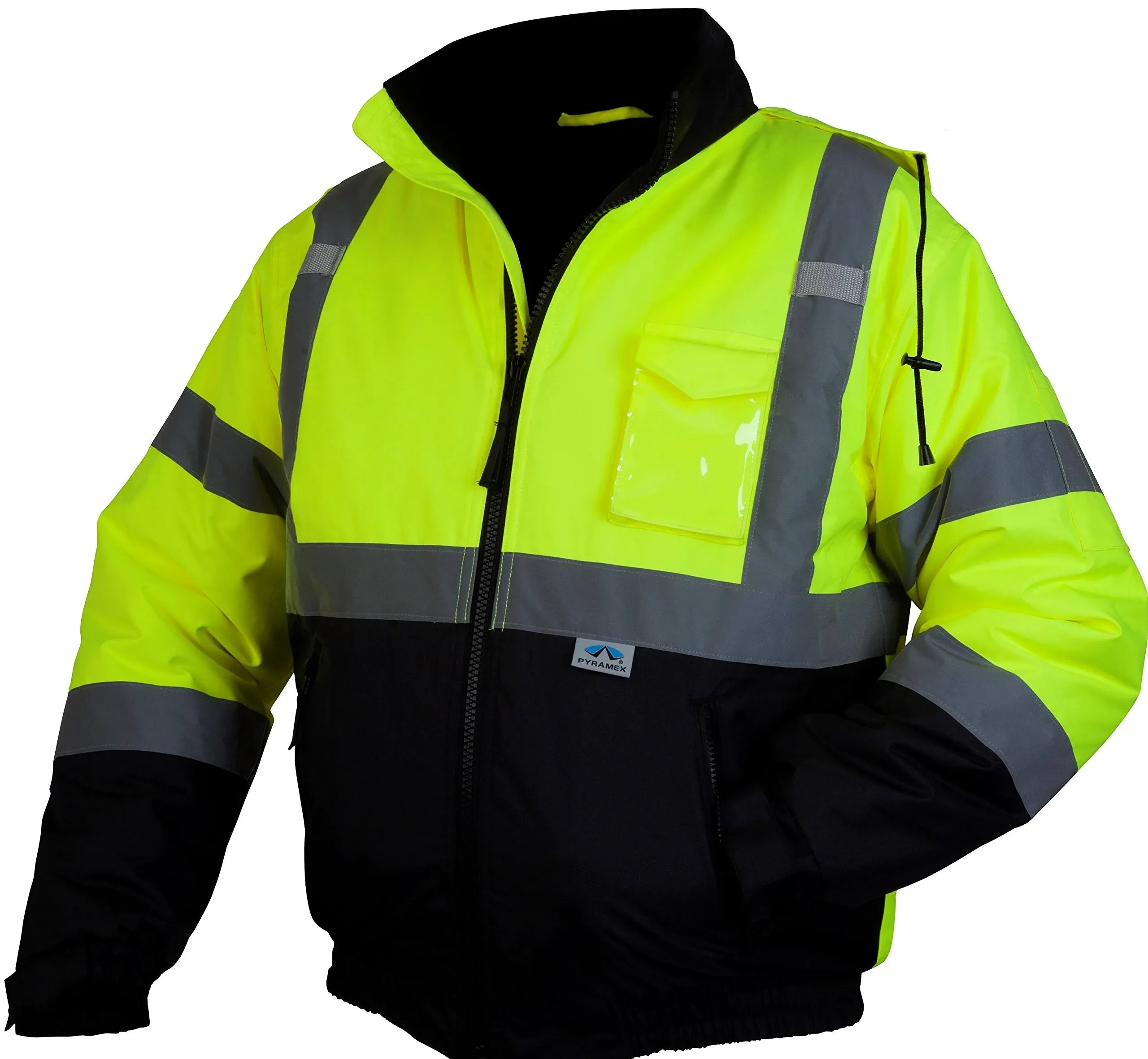 Pyramex RJ3210XL Hi Vis Lime Safety Bomber Jacket with Quilted Lining