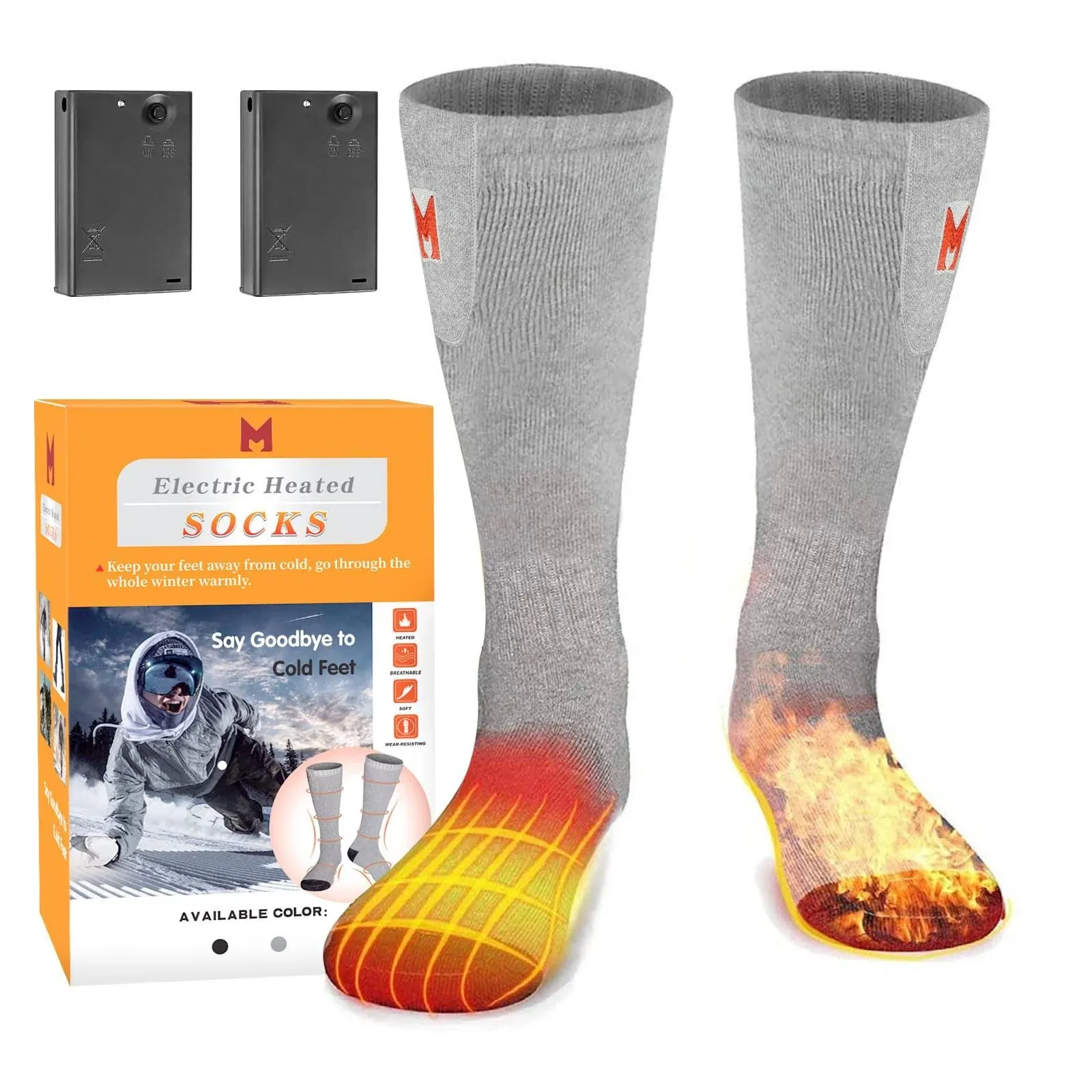 Heated Socks for Men and Women, Battery Operated Socks Washable Electric Heated Socks for Hiking Camping Skiing Fishing Hunting Mountaineering