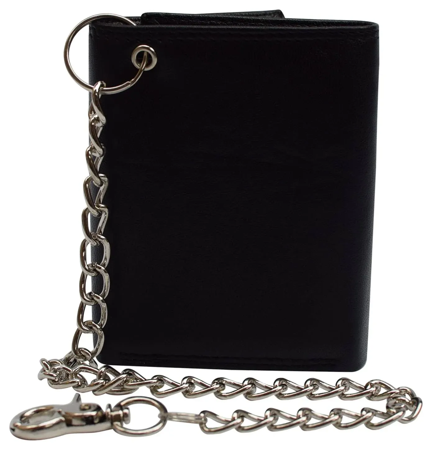 RFID Leather Trifold Chain Wallet for Men Premium Black Leather Purse