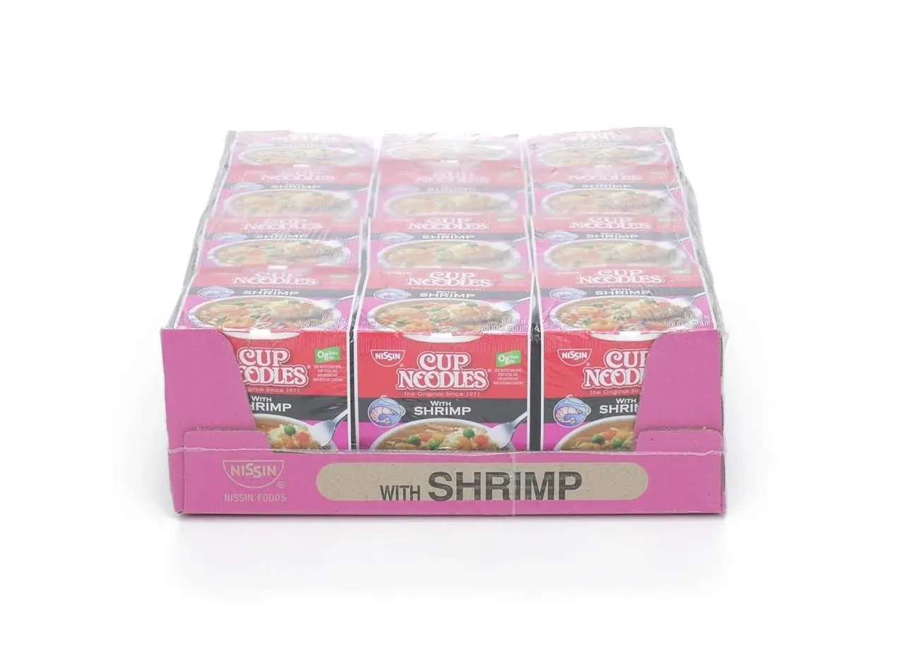 Nissin Cup Noodles Ramen Noodle Soup, with Shrimp - 12 pack, 2.25 oz cups