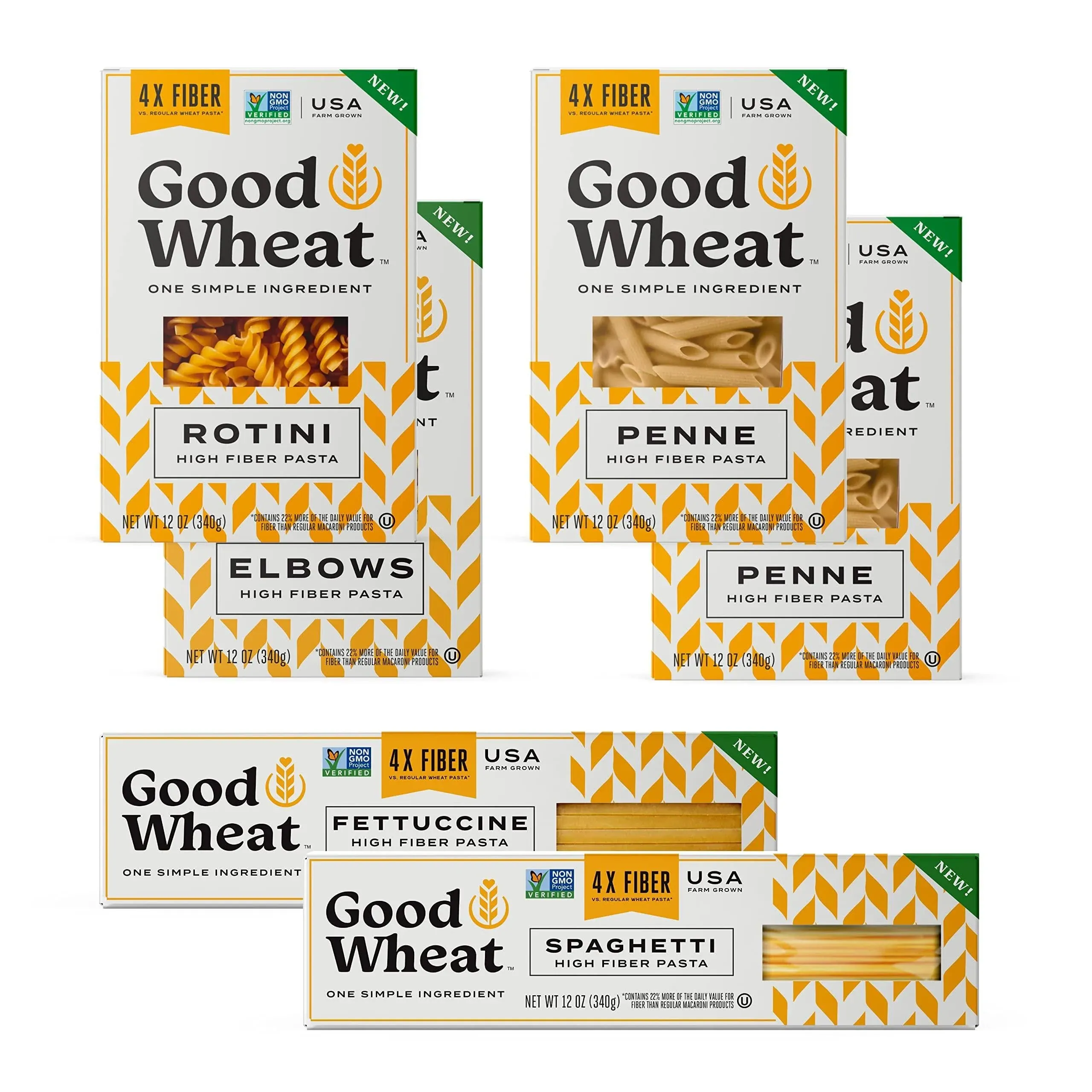 GoodWheat Pasta | 4x the Fiber | 9g Protein | Contains 4 Pack Pasta Exp 02/2024