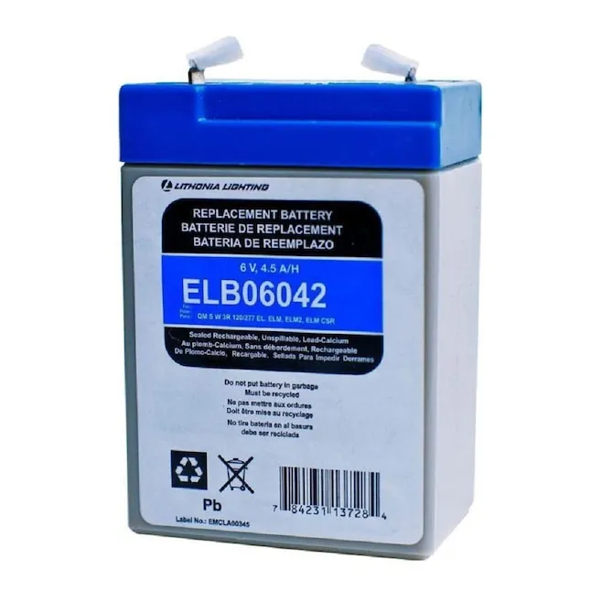 Lithonia Lighting ELB 06042 Battery Emergency Replacement Battery, 6 Volts, 250 Watts