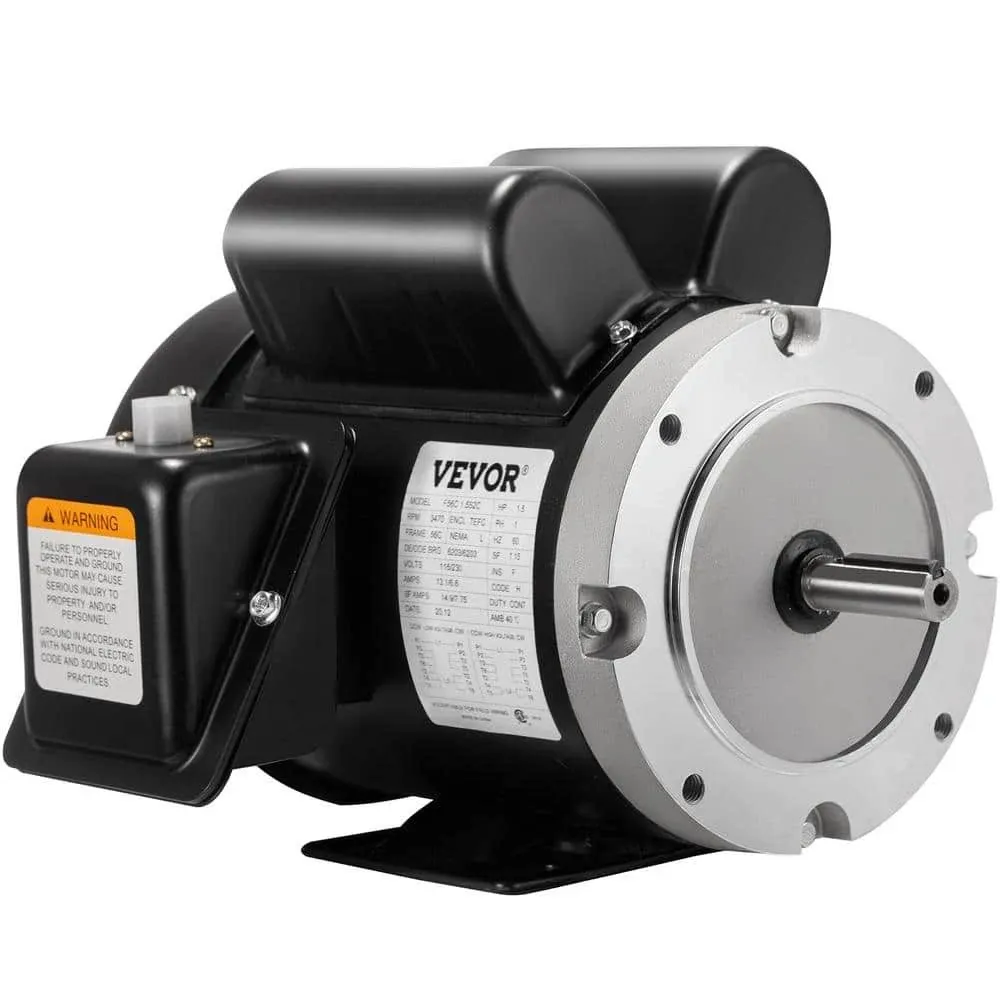 VEVOR 1.5 HP Air Compressor Motor 5/8 in. Shaft TEFC Electric Motor 3450 RPM Single Phase 56 Frame 115/230-Volt with Flange DJS121556C0000001V6