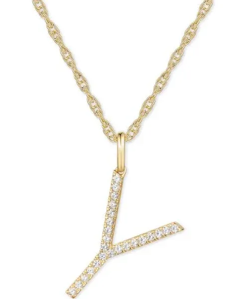 14K Gold Diamond Initial Pendant Necklace