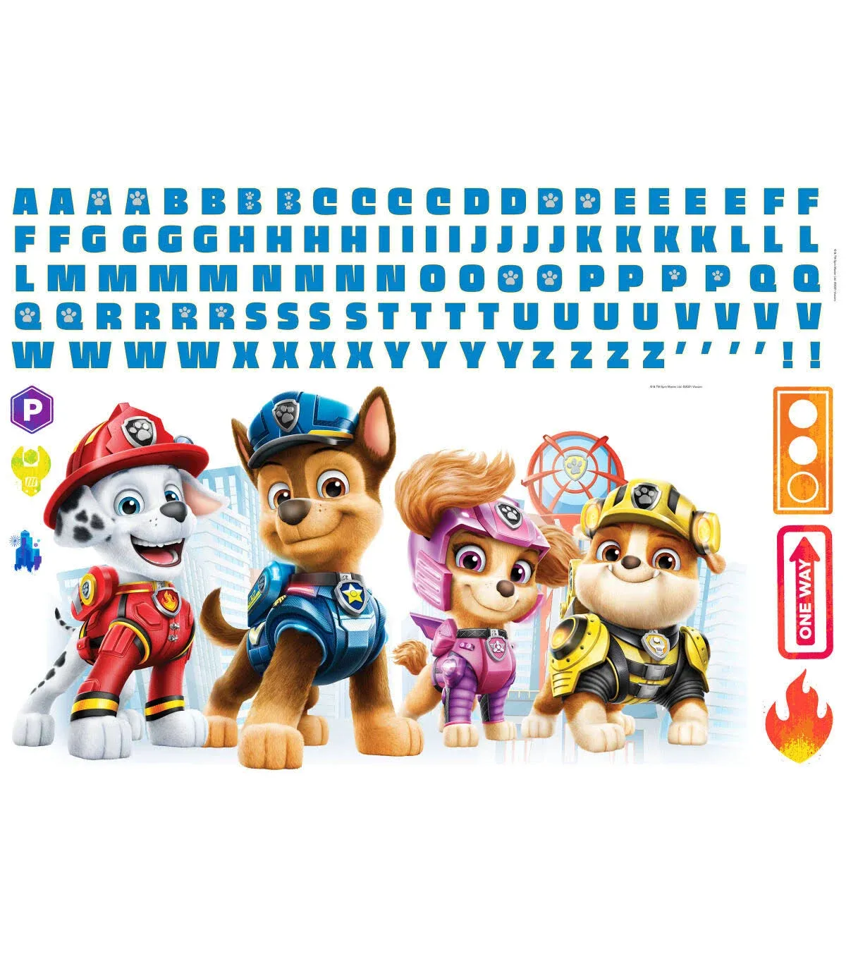 RoomMates RMK5122GM: Paw Patrol Peel And Stick Giant Wall Decals With Alphabet