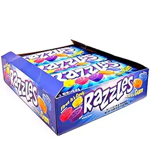 Original Razzles Candy/Gum, Box of 24 1.4-Ounce Bags