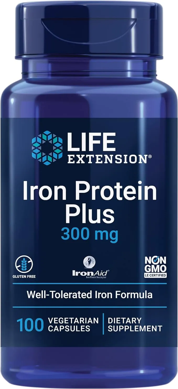 Life Extension, Iron Protein Plus, 300 mg, 100 Vegetarian Capsules