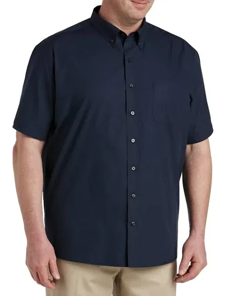 DXL Big + Tall Essentials Men's Big and Tall Poplin Short-Sleeve Sport Shirt