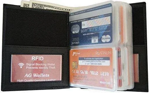 MENS 2 ID European Hipster Wallet, RFID Signal Blocking, 24 Credit Card Holder