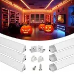 Muzata V-Shaped LED Aluminum Channel System with Milky White Cover Lens for Light Strip V1SW WW