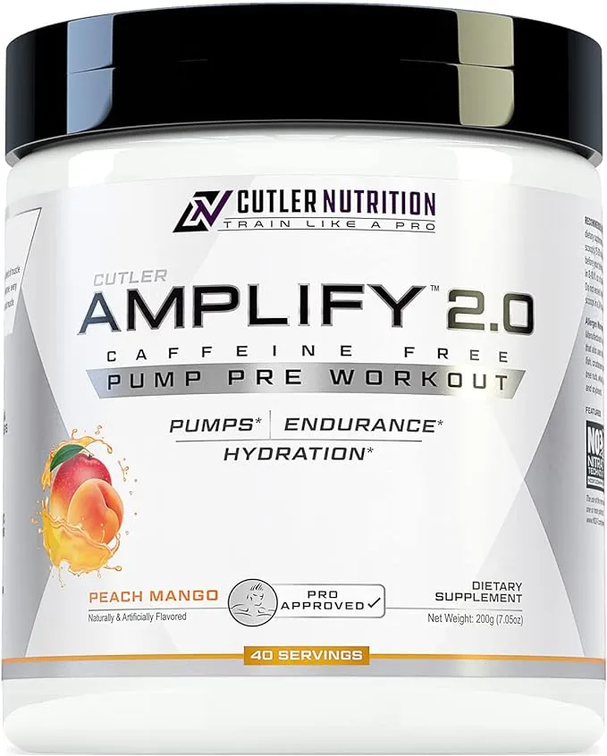 Amplify Pump Pre Workout Caffeine Free Nitric Oxide Booster containing Arginine and Citrulline Pre-workout for maximum pumps