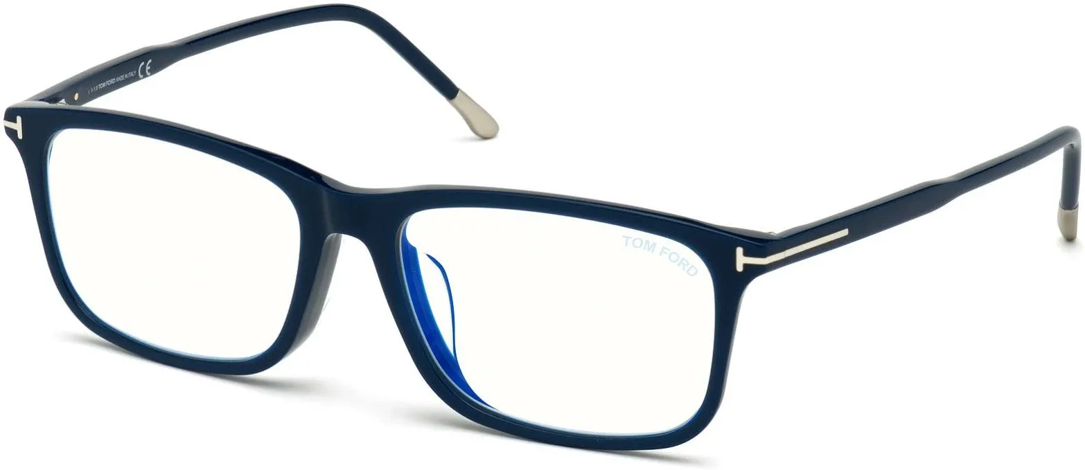 Eyeglasses Tom Ford FT 5646 -D-B Asian fit 090 Shiny Navy Blue W. Palladium Temple Tips/ Block Lenses