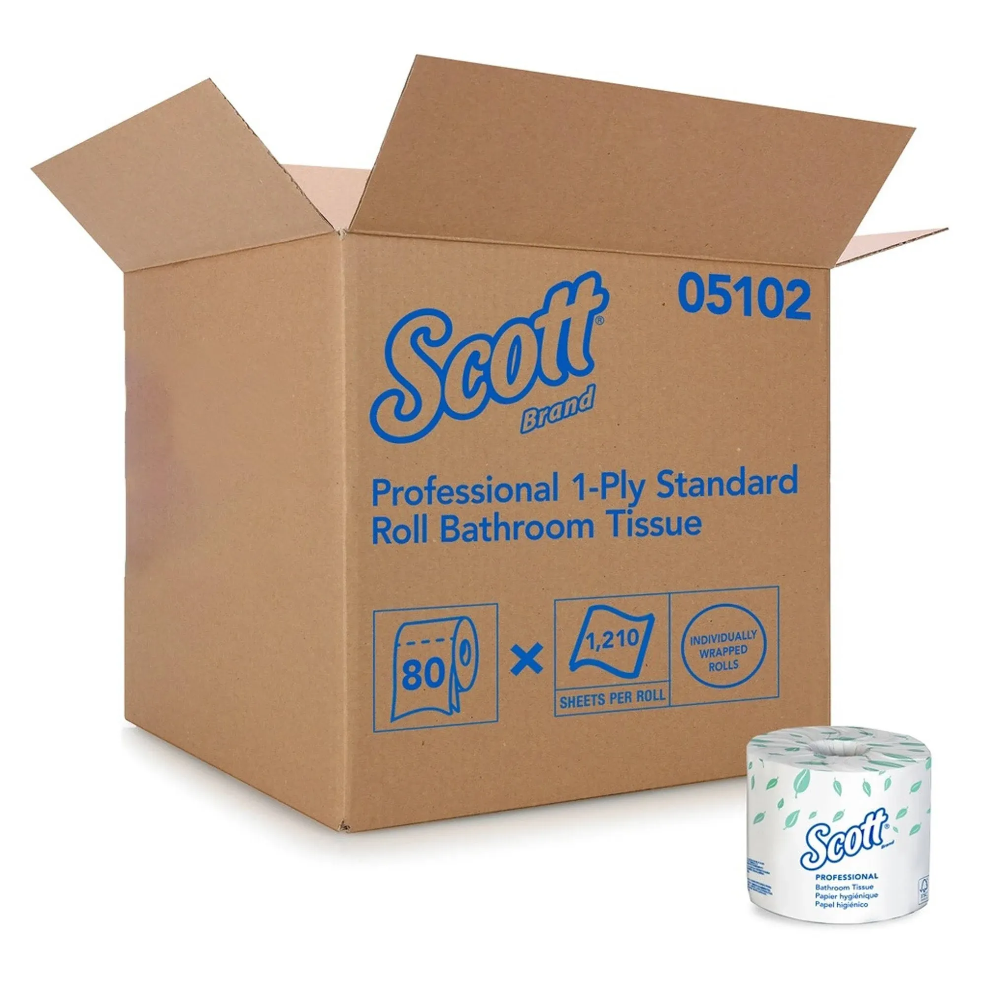 Scott® Professional Standard Roll Toilet Paper (04460), with Elevated Design, 2-Ply, White, Individually wrapped, (550 Sheets/Roll, 80 Rolls/Case, 44,000 Sheets/Case)