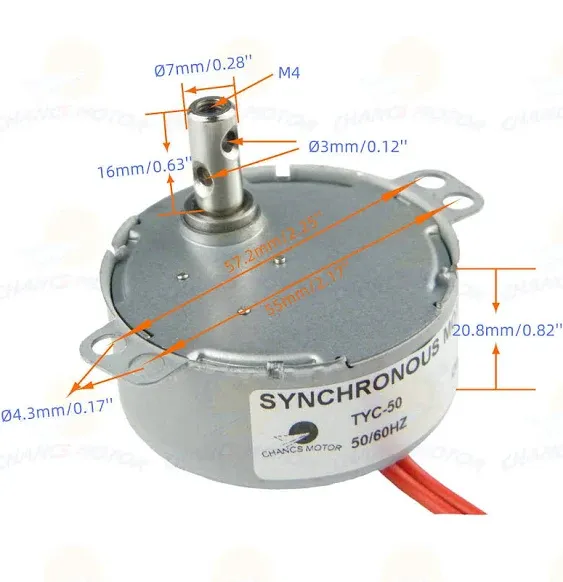 TYC-50 110V AC Small Low Speed Synchronous Motor 0.8/1 RPM CCW Turntable Gear...