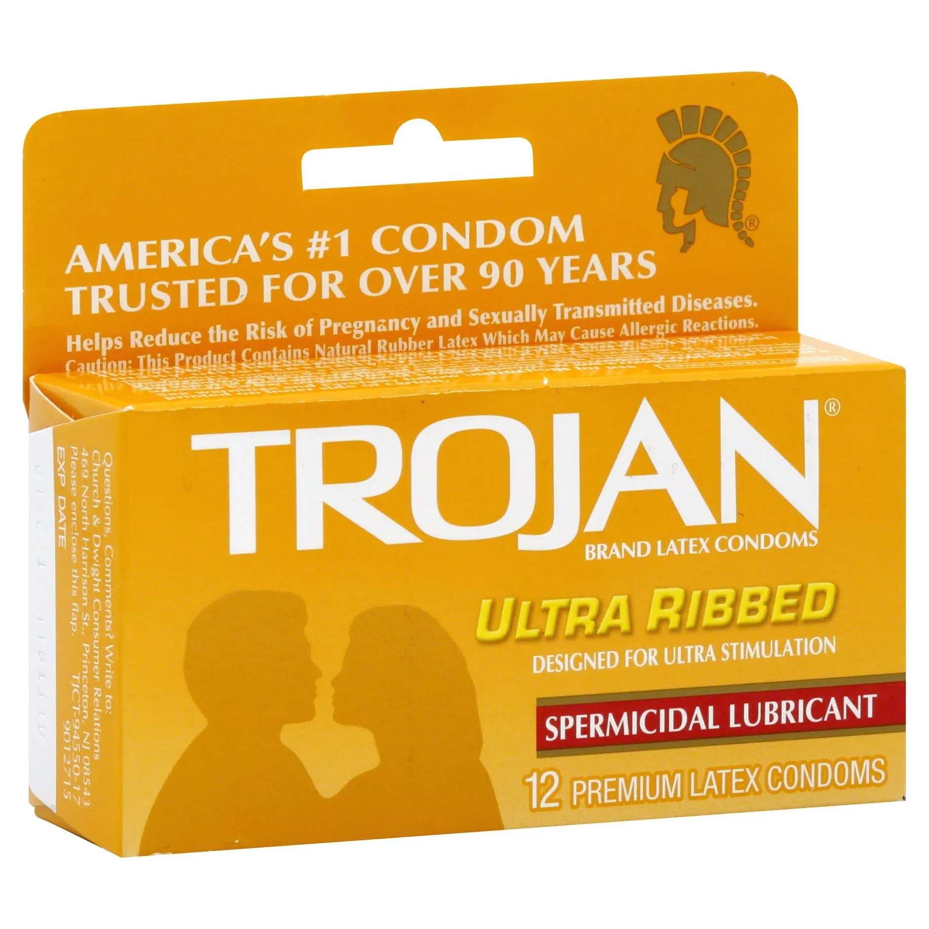 Trojan Ultra Ribbed Spermicidal Condoms - 12 ct