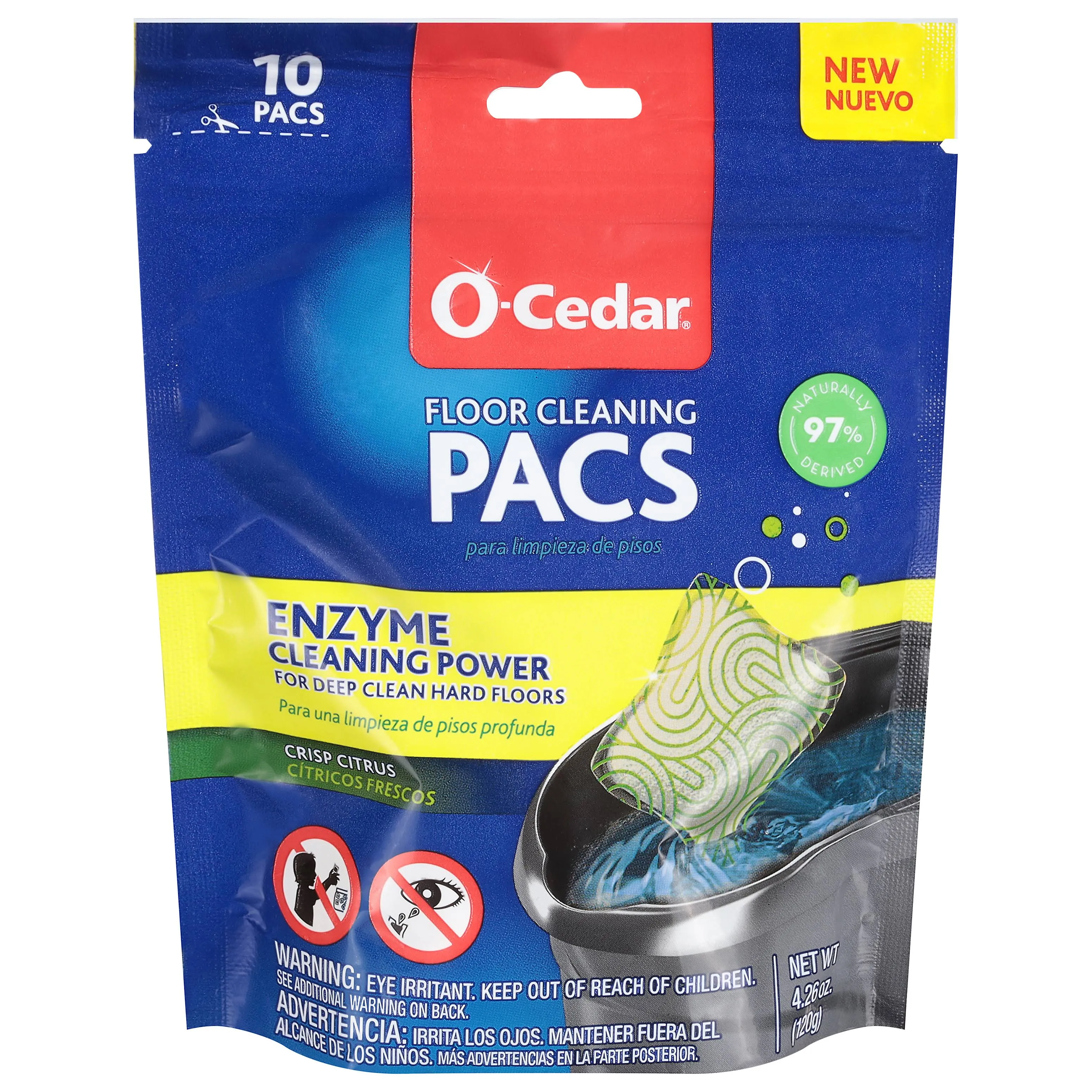 O-Cedar Pacs Hard Floor Cleaner, Crisp Citrus Scent (10-Count) (3-Pack)