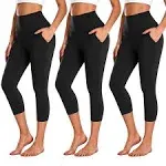 3 Pack High Waisted Capri Leggings for Women - Soft Stretch Tummy Control