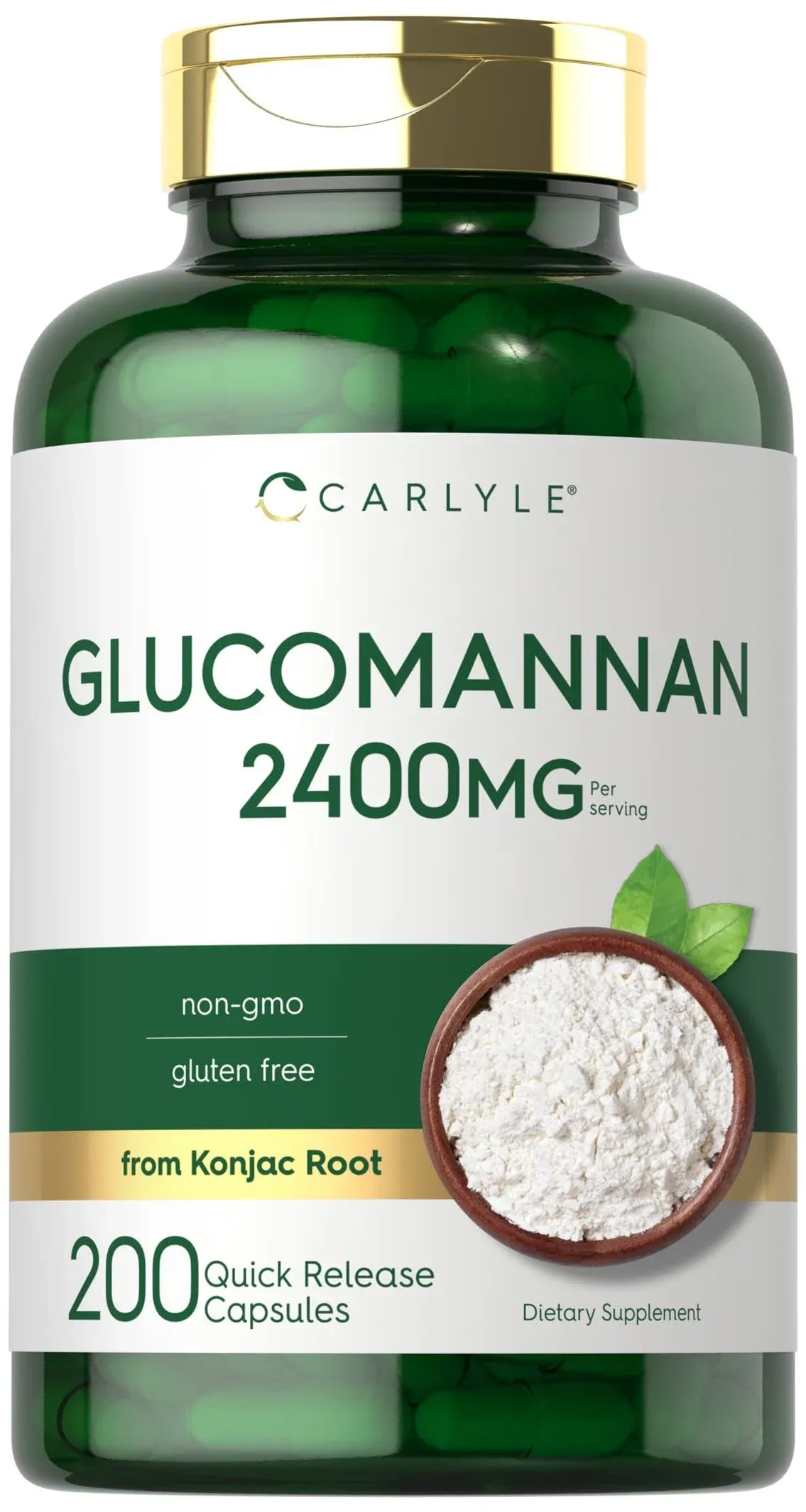 Carlyle Glucomannan Capsules | 200 Count | Soluble Fiber Pills | Non-GMO, Gluten ...