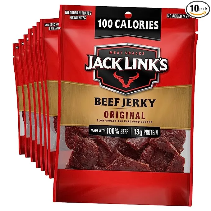 Jack Link's Beef Jerky, Sweet & Hot – Spicy Everyday Snack, 9g of Protein and 80 Calories, Made with 100% Beef – 96% Fat Free, No Added MSG** – 9 Oz. (Pack of 2)