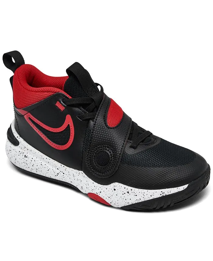 Nike Kids' Preschool Team Hustle D 11 Basketball Shoes, Size 12, Black/White