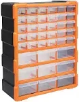 Amazon Basics Wall Mount Hardware and Craft Storage Cabinet Drawer Organizer 39 Drawers, Black, Orange, 6" D x 14.5" W x 18" H