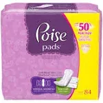 Poise Incontinence Pads for Women, Moderate Absorbency, Long, 84 Count (Packaging May Vary)