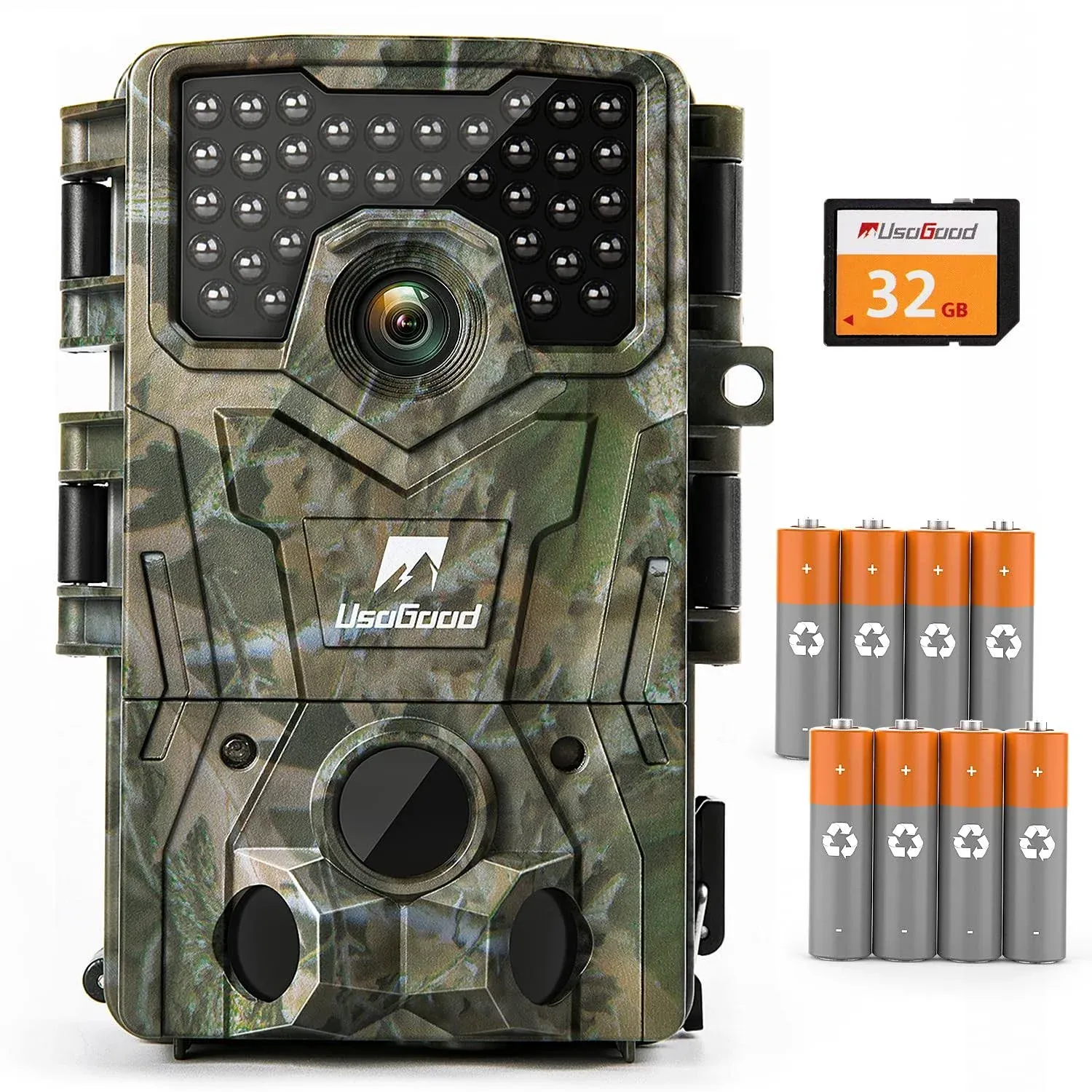 Usogood Trail Camera, 24MP 1080P Game Camera with Night Vision Motion Activated IP66 Waterproof, 65ft 120° Wide Angle Detection Hunting Camera, for Outdoor Garden Backyard Wildlife Monitoring