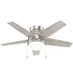 Hunter Alexander 44-in Brushed Nickel Indoor Flush Mount Ceiling Fan with Light (5-Blade)