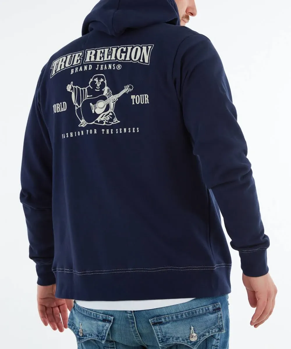 True Religion Men's Classic Logo Zip-Up Hoodie - True Navy