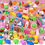 70 Pack Animal Erasers for Kids Bulk Desk Pets Classroom Prizes Treasure Box Toys for Classroom Supplies, 3D Puzzle Mini Erasers Pencil Eraser Back to School Supplies for Kids Party Favors (Random)