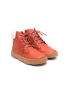 Shop Camper Kids' Lace-up Leather & Suede Boot In Medium Red