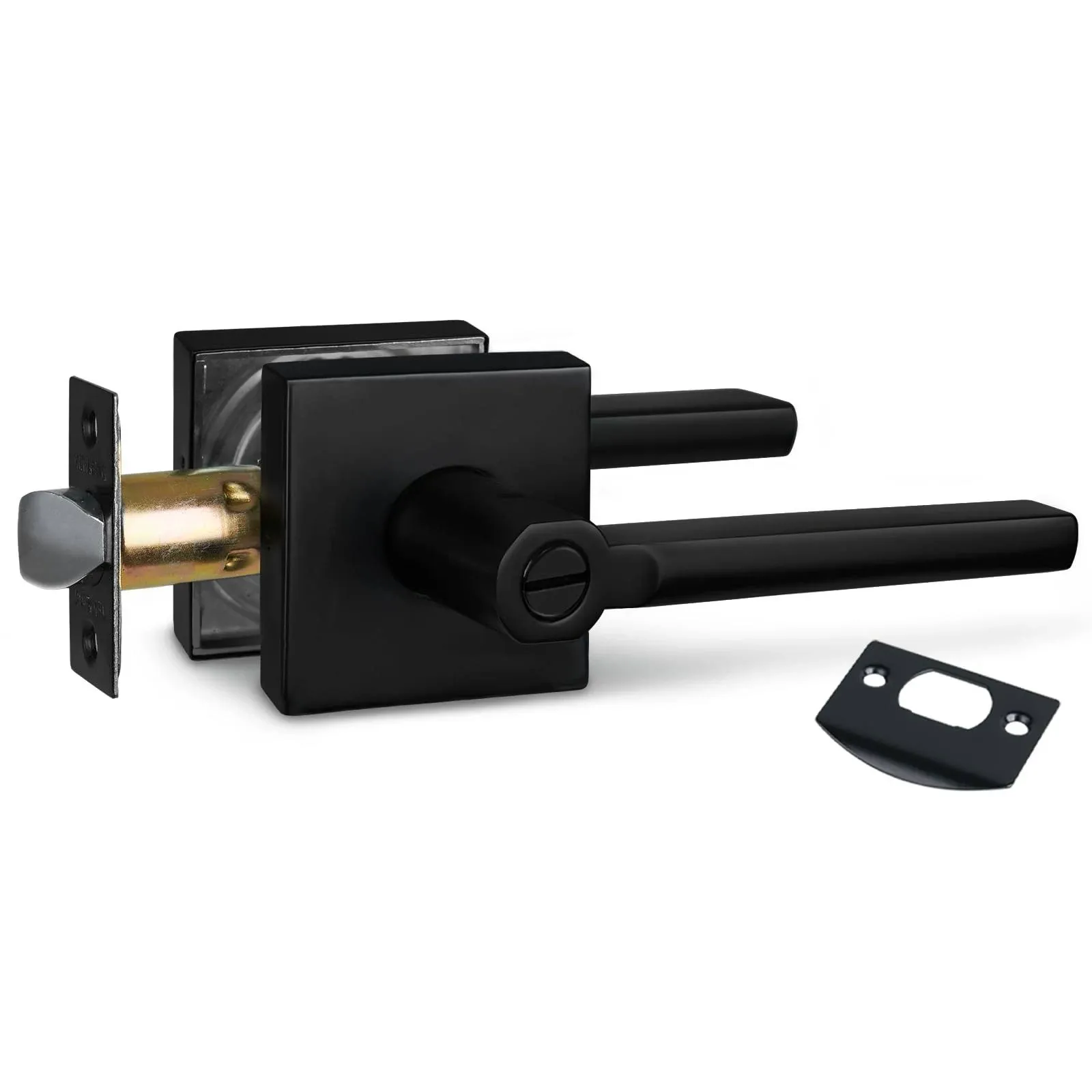 Newbang Bed/Bath Door Lever Aged Matte Black Privacy Interior Lock Handle