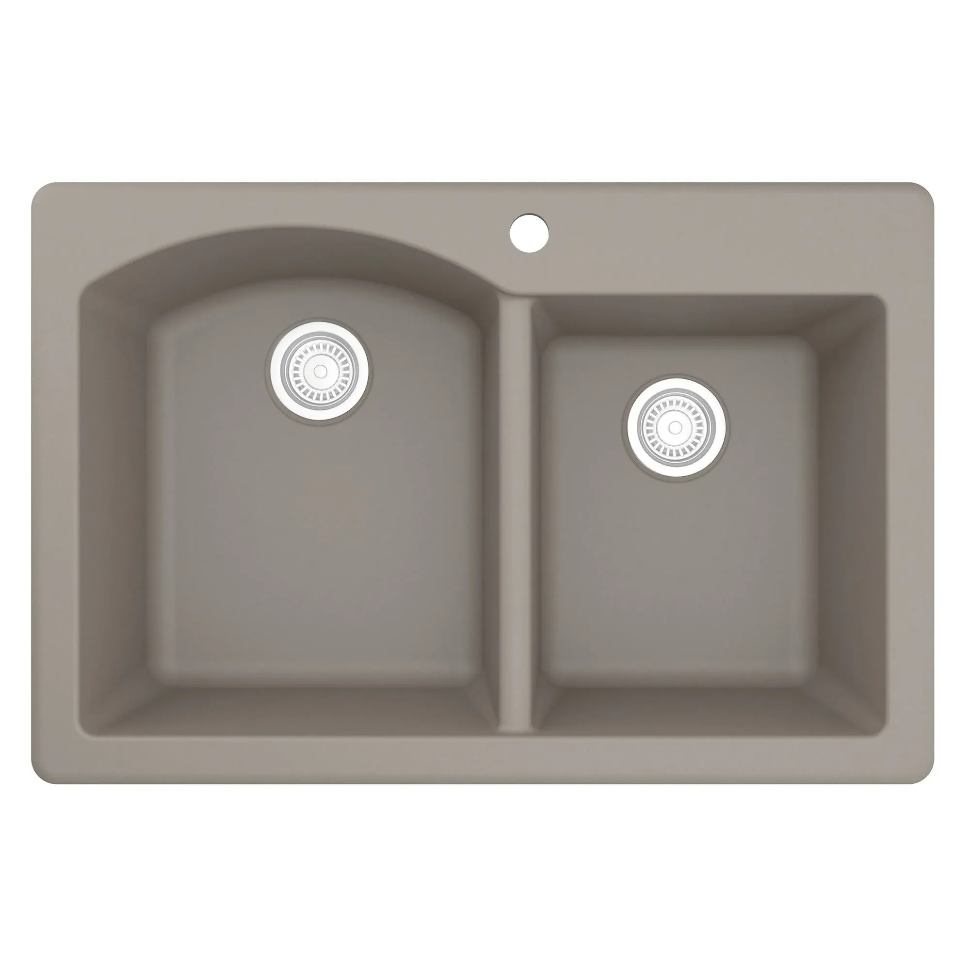 Karran 33" Drop In/Topmount Quartz Composite Kitchen Sink, 60/40 Double Bowl, Concrete, QT-610-CN