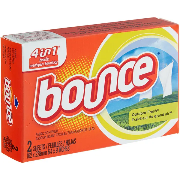 Bounce Fabric Softener Sheets, Outdoor Fresh, 2/Box, 156 Boxes/Carton