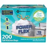 Member's Mark Power Flex Tall Kitchen Drawstring Trash Bags (13 gal., 200 Ct.)