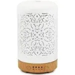 Earnest Living Essential Oil Diffuser White Ceramic Diffuser 100 ml Timers Night Lights and Auto Off Function Home Office Humidifier Aromatherapy