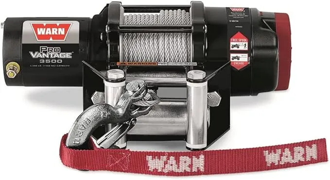 WARN ProVantage 3500 Winch - 3500 lb. Capacity, 50' of 3/16" Wire Rope, Roller Fairlead, Wired Remote Control, Weather-Sealed, for ATV/UTV