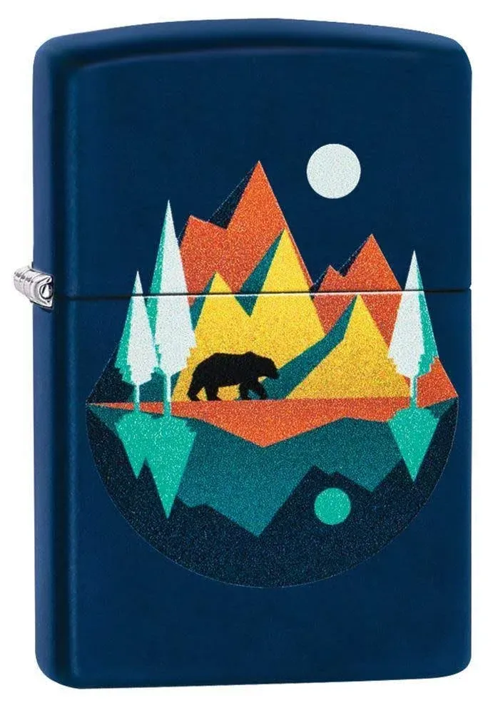 Zippo Geometric Bear and Mountains Design Pocket Lighter