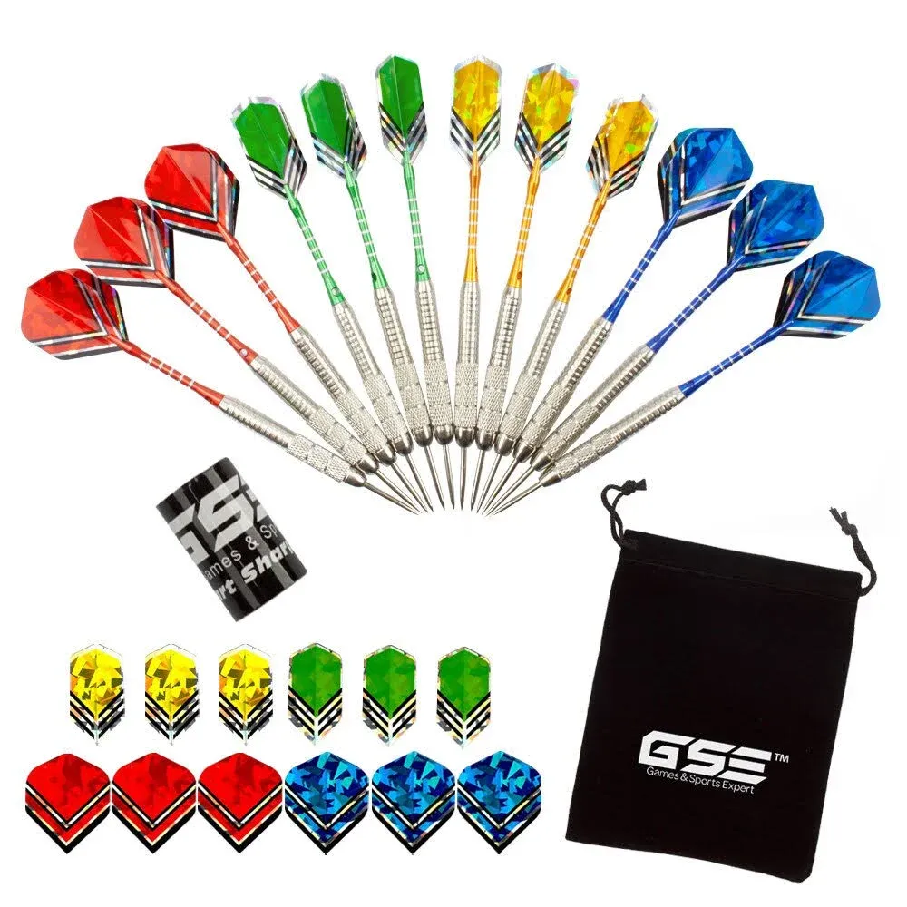 GSE Games & Sports Expert 24 Grams Professional Steel Tip Darts Set with 12 ...