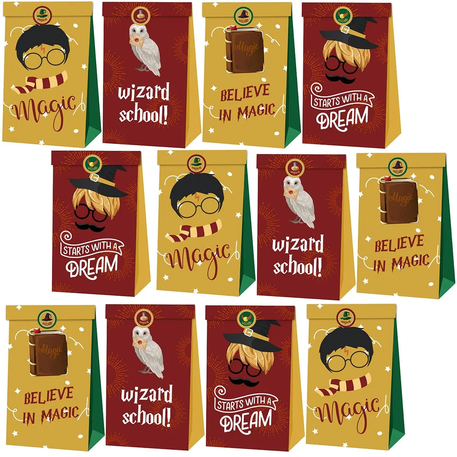 24 Pcs Magical Wizard Party Gift Bags Potter Goodie Bags Magical Wizard School ...