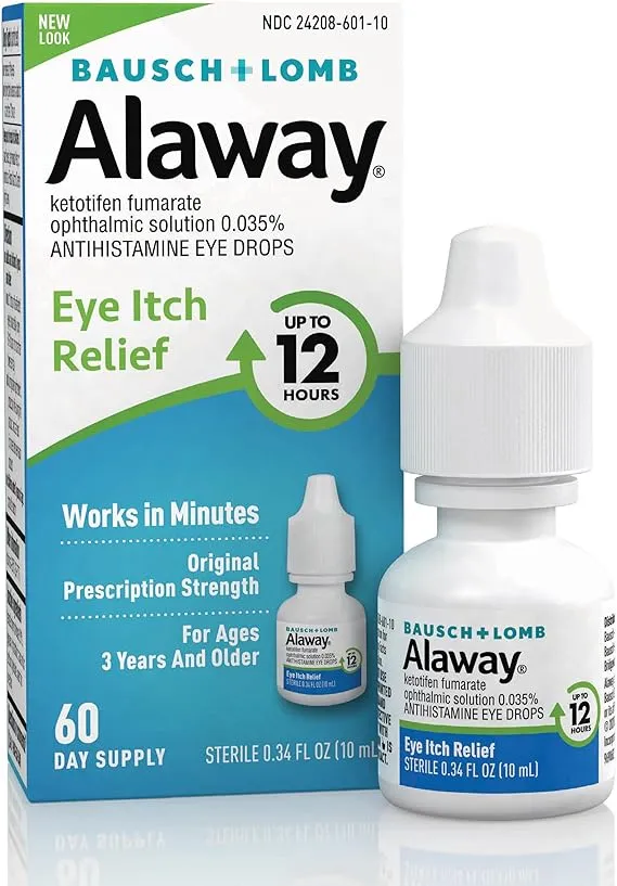 Alaway Antihistamine Eye Drops, Allergy Relief from Itchy Eyes, Works in Minutes, Provides Relief for up to 12 Hours, Clinically Tested Prescription Strength Formula, 0.34 Fl OzAlaway Antihistamine Eye Drops, Allergy Relief from It…