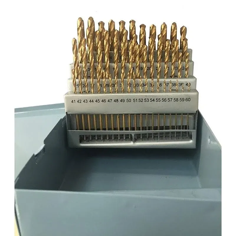 LLDSIMEX 60 Piece 1#-60# Titanium Nitride Coated Numbered Drill Bit Set High ...