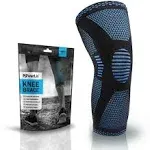 Powerlix Knee Compression Sleeve for Men & Women for Knee Pain/Support & Sports - Light Blue x Large