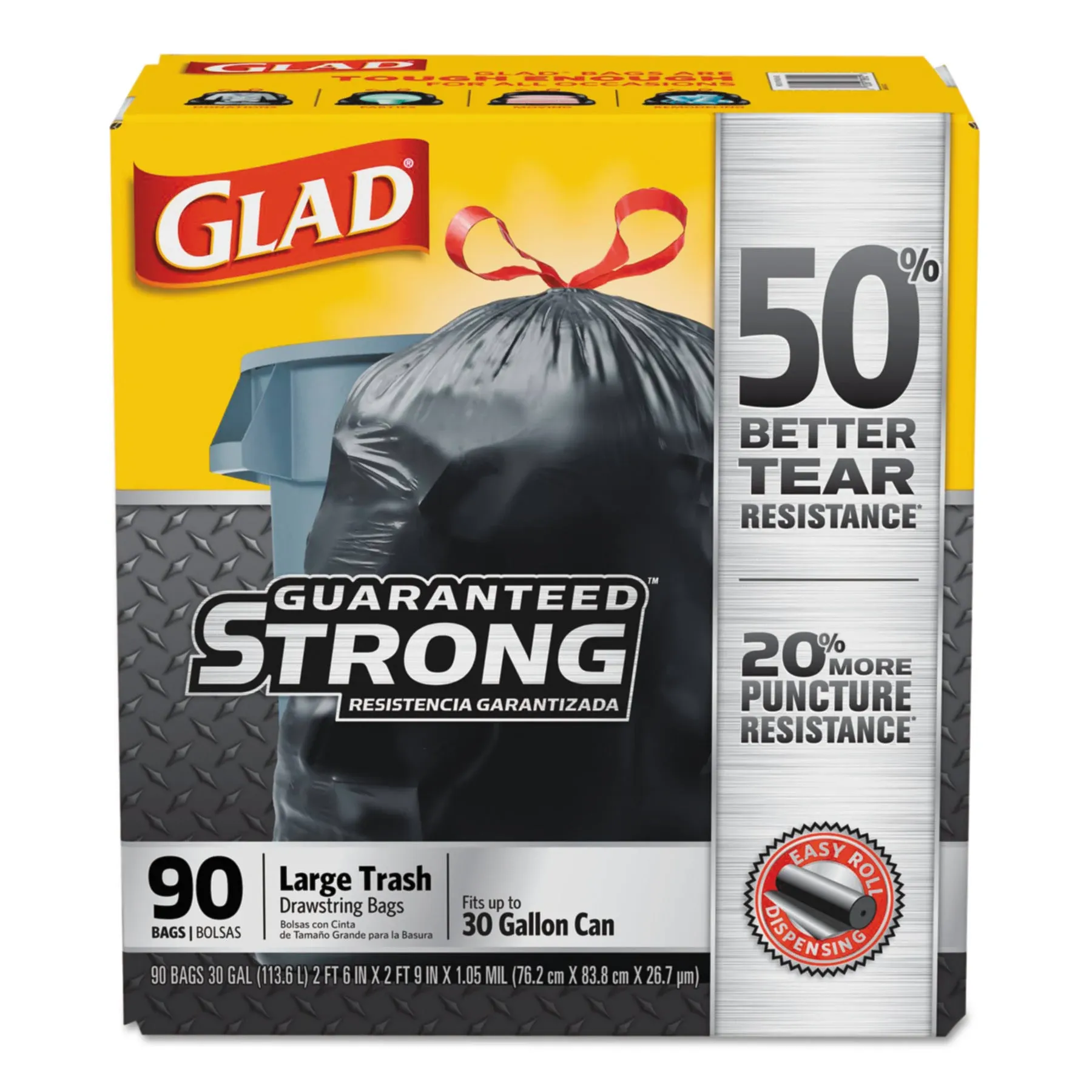 Glad Trash Bags, Drawstring, Large - 90 bags