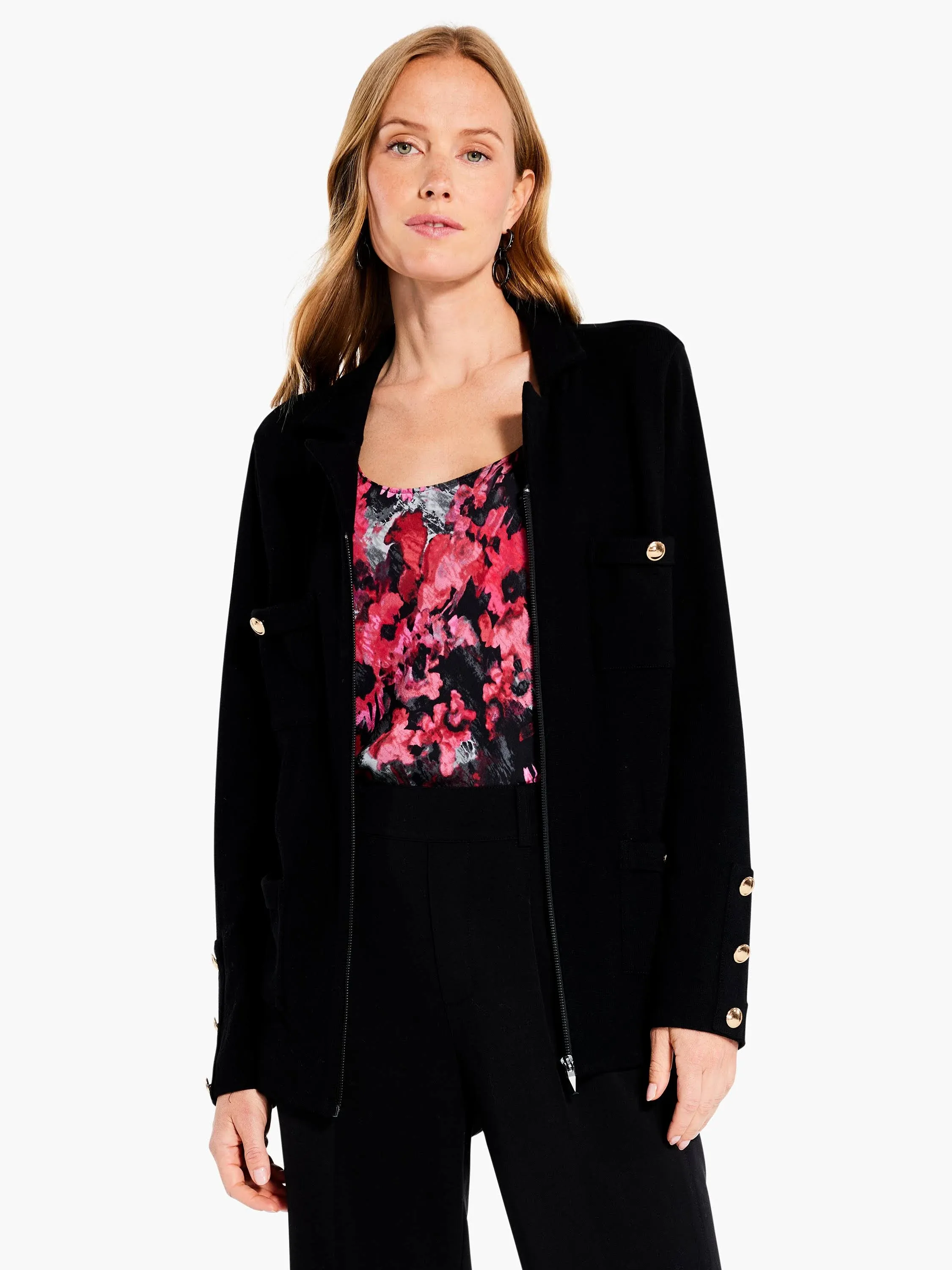 NIC+ZOE City Charm Knit Jacket in Black Onyx