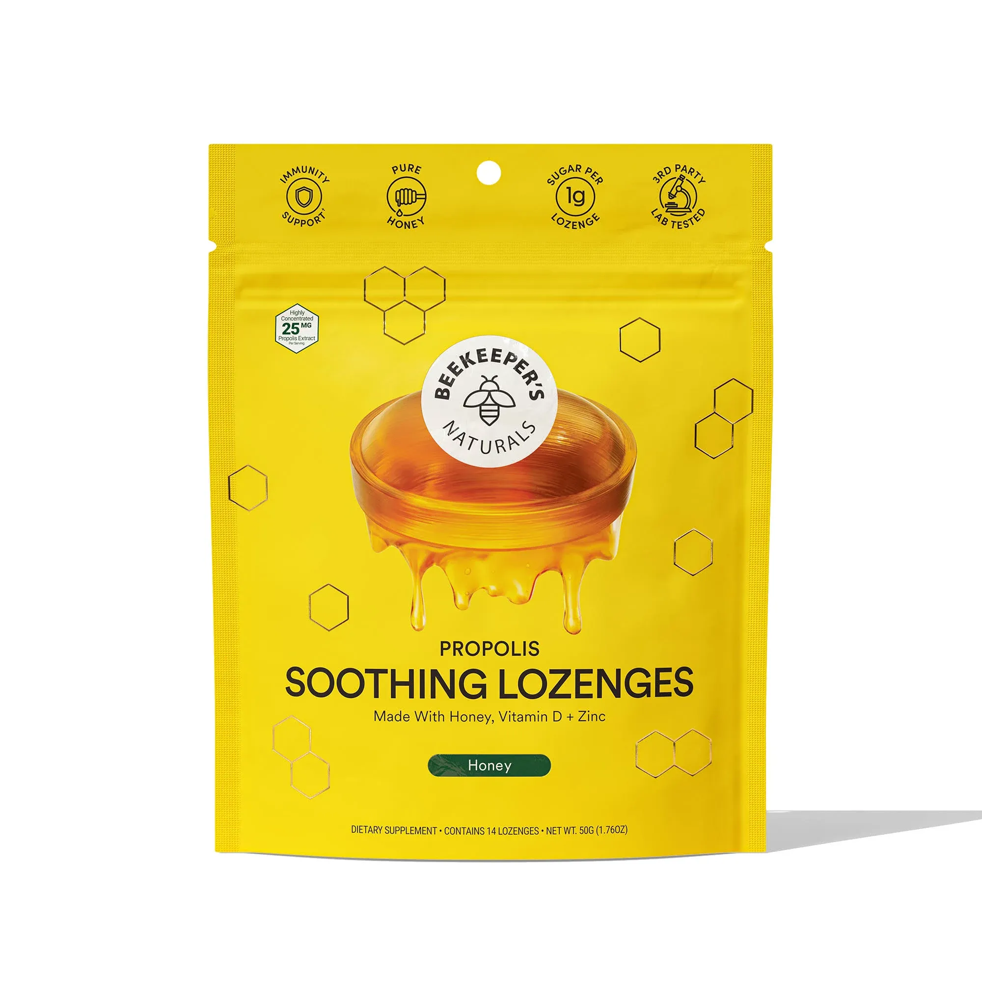 Beekeeper's Naturals Soothing Lozenges, Propolis, Honey - 14 lozenges, 50 g