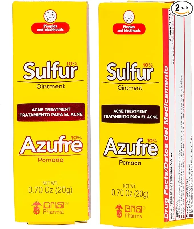 Sulfur Ointment with 10% Sulfur, Assists You in Treating Pimples, Blackheads or Blemishes, Acne Treatment, 2 Count